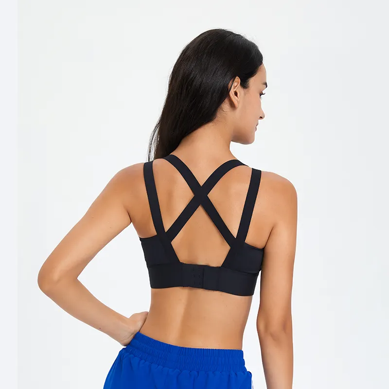 Soutien-gorge de sport respirant avec logo personnalisé à conception à dos en forme de X Soutien-gorge de sport de fitness pour femmes