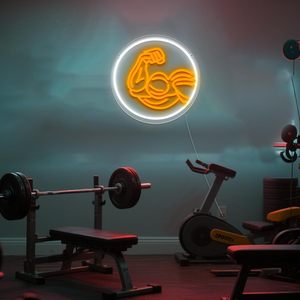 Muscle Arm Letreros Neon LED indoor hanging ambient light shop <b>sign</b> wall decoration light entrance indicator light luminous <b>sign</b> - Product Image 6