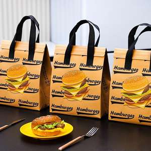 Sac isotherme réutilisable en non-tissé avec logo personnalisé, grand format, imprimé, en ripstop, avec feuille d'aluminium, pour la livraison de hamburgers, sac à déjeuner - Product Image 5