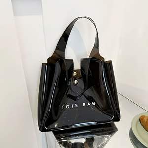 高品質カスタムサイズ透明トートバッグトラベルバッグPVCホログラフィッククリアトートバッグロゴ入り女性用ハンドバッグ - Product Image 4