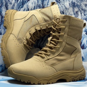 Botas de Nieve Unisex con Forro Polar, de Caña Alta, para Senderismo, Invierno, Tácticas, para Exteriores, Desierto, Cálidas, con Tacón Medio, Color Marrón y Negro Sólido - Product Image 5