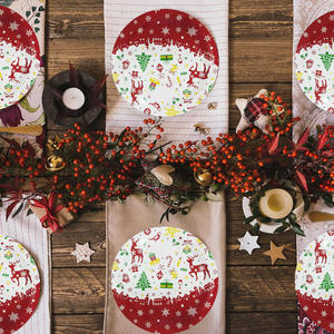 Assiettes en papier jetables à thème cerf et sapin de Noël, fournitures de décoration de fête de Noël créatives, directement de l'usine - Product Image 3