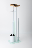 Porte-papier hygiénique moderne autoportant en métal et en verre Ensemble de brosses Forme carrée Plancher pour Bureau Hôtel