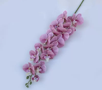 Vente en gros de 15 têtes d'orchidées Phalaenopsis artificielles à longue tige, en soie, au toucher réel, pour la décoration de la maison et des mariages