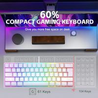 Clavier de jeu filaire OEM ODM 60 touches, 61 touches, RGB, contour blanc, rétroéclairé, ultra-compact, petit clavier de jeu pour PC/Mac, gamer, typiste