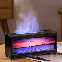 Diffuseur d'arômes à flamme simulée Humidificateur évaporatif avec motif lavande