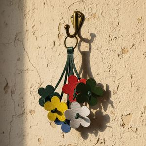 PU Leather Colorful Floral Charm Vibrant Flower Shape <b>Mini</b> Bouquet Light Keychain Durable High Quality for Cars <b>Backpacks</b> - Product Image 2