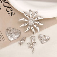 Pendentifs 3D imperméables en forme de fleurs (tulipes, roses), connecteurs en acier inoxydable en forme de grande abeille, breloques pour bracelets et colliers, fournitures pour la fabrication de bijoux