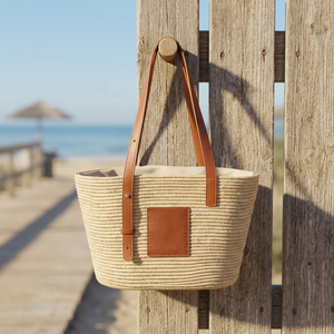 Natural Baskets Handmade Raffia Basket Two Handles Minimalist Design Open Top Home Decoration Straw Lining Advertising Chinese - Product Image 3