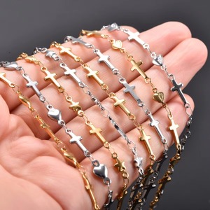 Collier long en acier inoxydable avec chaîne à maillons étoile, cœur et croix pour femmes et hommes, bijoux de cou en métal, accessoires DIY - Product Image 3
