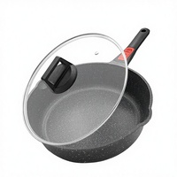 SANLANG Poêle à Frire Profonde Moderne à Induction Antiadhésive Portable Durable Résistante à la Chaleur Multifonctionnelle avec Couvercle en Verre Amovible en Fonte
