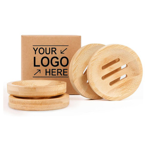 Jabonera de Bambú para Jabón en Barra en la Ducha, Soportes Redondos de Madera Personalizados con Embalaje en Caja de Papel - Product Image 1