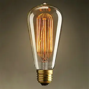 Vintage Edison E27 Retro lamba ST64 akkor ampul 220v ampul 40W Filament sıcak beyaz ampuller