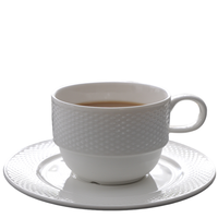 Tasse à café et soucoupe en céramique de porcelaine blanche, tasses à café pour la restauration, bol à soupe, tasse en céramique