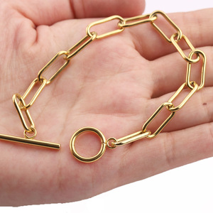 Geometric Titanium Steel Gold Chain Necklace <b>Bracelet</b> Unisex Party Jewelry <b>Set</b> - Product Image 3