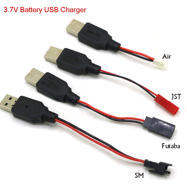3.7V Battery USB Charger Cable USB to JST /SM / Futaba Plug for RC Helicopter Quadcopter Toys Car Model Truck Spare Parts
