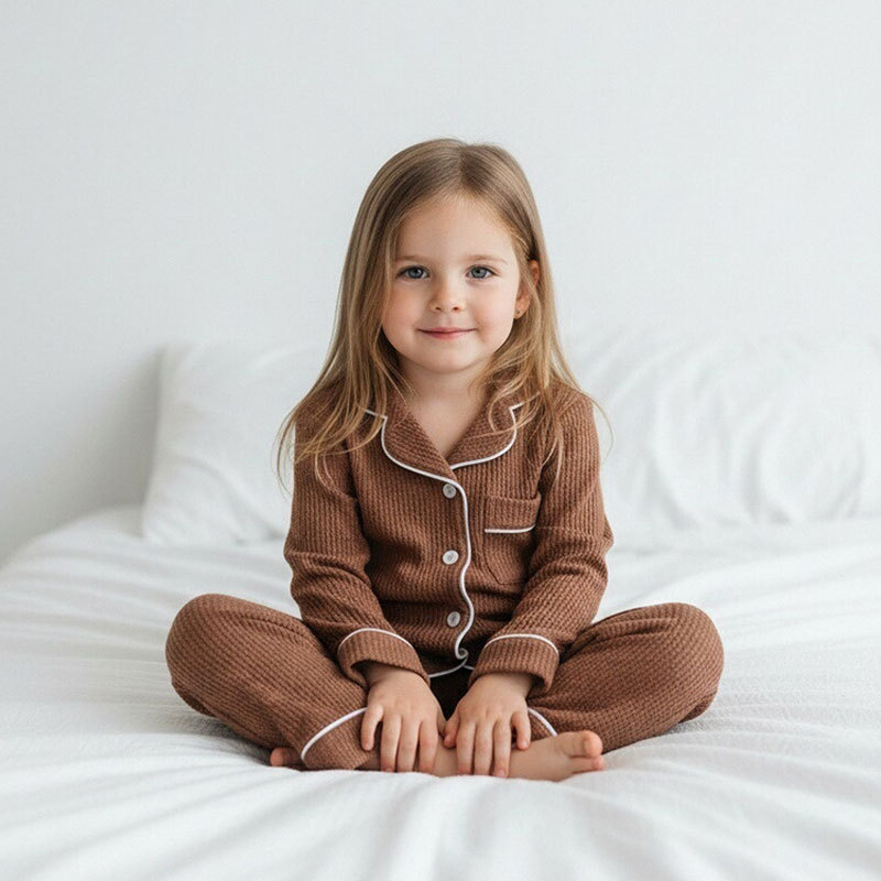 Waffle Knit Cotton Baby Girls Pajamas