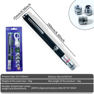 مؤشر ليزر أحمر احترافي مع رأس 5 في 1 |   تصميم على شكل قلم مع شحن USB للتطبيقات التجارية - Product Image 5