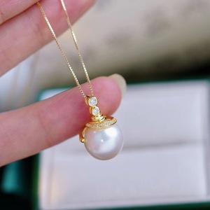 Pendentif en argent S925 WENCHI avec perles rondes de 10 à 13 mm, accessoires de perles DIY, support vide, cache-cernes, collier en jade, Chine 10594 - Product Image 2