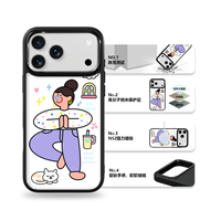 Coque de téléphone AG Feeling Black Edge avec motif Gilding Yoga Gril pour iPhone 17, 17 Pro Max, 16 Pro, 15, 15 Pro Max – Coque magnétique