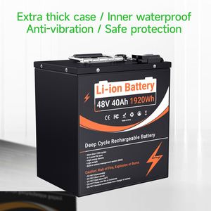 แบตเตอรี่ลิเธียมไอออนแบบชาร์จไฟได้สำหรับจักรยานไฟฟ้า 48v 40ah พร้อมระบบจัดการแบตเตอรี่ 50A BMS และเครื่องชาร์จ 5A สำหรับระบบโซลาร์เซลล์บ้าน 1500w - Product Image 3