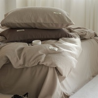Parure de lit quatre pièces en coton 100% de qualité supérieure pour bébé, motif gaufré, réversible, 600 fils, couleur unie, drap et housse de couette, luxueuse et haut de gamme