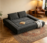 Modulares Modernes Bodensofa Sektionales Sofa Cord Niedrigprofiliges Sofaset Breite Armlehne Abnehmbare Rückenkissen Schlafzimmer Outdoor
