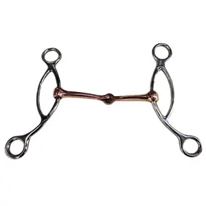 Horshi wholesale curb training copper mouth snaffle bit high quality stainless steel western horse gag bits