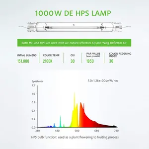 3 anos de garantia PPFD alto HPS de ponta dupla cresce o dispositivo de lastro 1000W