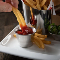 Récipient à sauce en acier inoxydable au design moderne de 1.5oz tasse à condiments en métal de qualité alimentaire pour thé et café