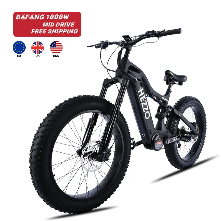 HEZZO US UK EU Kostenloser Versand 1000W 48V Bafang Mid Drive E Fahrrad Kohle faser Elektro fahrrad 17.5Ah Offroad Emtb Elektro fahrrad