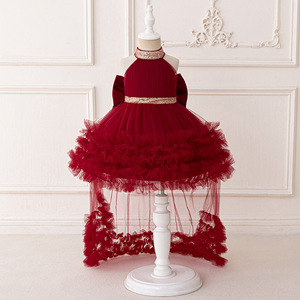 Abito da Principessa per Bambine con Decorazione a Fiocco Vivace e Colorato, Ultimo Modello di Vestito Elegante per Matrimoni e Feste di Compleanno, Lunghezza al Ginocchio - Product Image 3