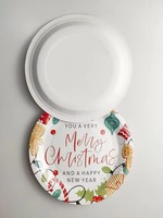 Ensemble de vaisselle jetable à thème holly pour Noël, assiettes en papier, fournitures pour fêtes de famille, décoration de table pour la maison, fête de Noël