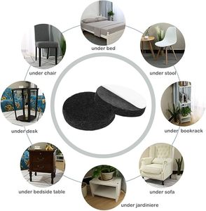 120 pièces de coussinets en feutre autocollants ronds noirs de 5 mm d'épaisseur et de 25 mm de diamètre pour pieds de chaises et meubles - Product Image 3