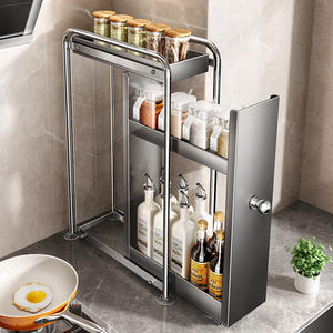 Étagère à condiments de cuisine Tiandiyu, armoire de rangement multi-niveaux avec porte en verre, design minimaliste en acier inoxydable pour utilisation sur comptoir - Product Image 3