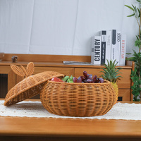 Panier de rangement en rotin tressé avec couvercle, produits pour la maison et la cuisine, paniers de pique-nique, boîtes à nourriture pour légumes, pain, fruits