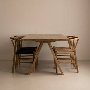 Modern Vintage Mid-Century Style Indonesian <strong>Teak</strong> Rectangular Solid Wood <strong>Dining</strong> <strong>Table</strong> Chair Set For Homestay <strong>Dining</strong> Furniture - Product Image 3