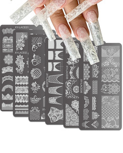 Plaque de tamponnage pour nail art en acier inoxydable, motif géométrique ajouré, pour tamponneuse à ongles et création de motifs DIY - Product Image 1