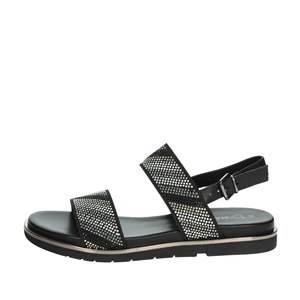Sandalias planas para mujer Marco Tozzi 2-28403-42 Powder Black con tiras y pedrería para uso casual - Product Image 1