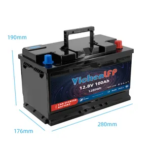 Batteries de voiture en gros espagne batterie de voiture lithium-ion démarreur de saut puissant 12V 100ah démarrage de voiture batterie automobile Lifepo4