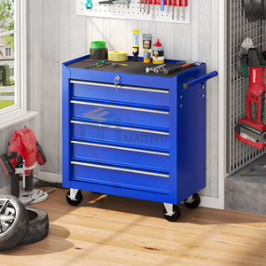 Chariot d'atelier robuste en acier avec 5 tiroirs, roues verrouillables, verrou central, pour <span class=keywords><strong>garage</strong></span> industriel, OEM TC-05 - Product Image 1