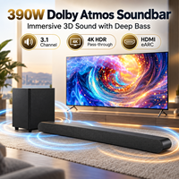 Barre de son audio domestique 3.1CH Dolby Atmos 390W avec caisson de basses filaire, HD EARC et transmission 4K HDR