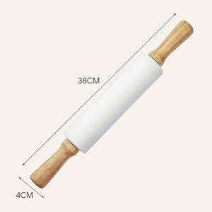Rouleaux à pâtisserie en silicone écologiques avec manche en bois, surface antiadhésive, compatibles lave-vaisselle, pour la pâtisserie, le fondant, la pâte à <span class=keywords><strong>modeler</strong></span>, la <span class=keywords><strong>pizza</strong></span> - Product Image 2