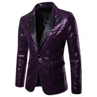 Nouvelle mode Blazer homme Coupe ajustée Costume de mariage Veste à sequins dorés à motifs floraux Paillettes Tango Opéra traditionnel chinois Tenue de danse de fête