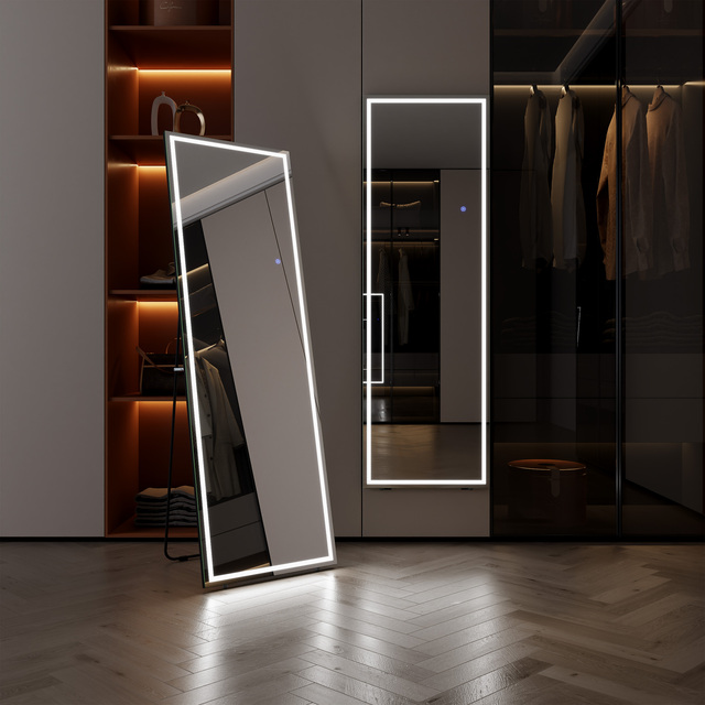 Smart Touch Screen Large Size Stand up Floor Body Salon Hair Salon Led Full Length Dressing Mirror With Light