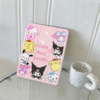 Étui de protection pour iPad personnalisé avec des personnages mignons, support pliable en Y, coque transparente, antichoc, fin et léger, housse pour tablette