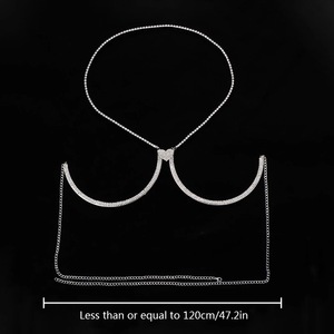 2023 Top mode femmes <span class=keywords><strong>corps</strong></span> bijoux strass orné soutiens-gorge chaîne collier Double pendentif <span class=keywords><strong>coeur</strong></span> pour fête mariage plage - Product Image 4