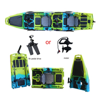 Kayak à pédales modulaire tandem en 3 sections en HDPE de conception Vicking Hull, 2 places, neuf, pour le tourisme et la pêche en lac, 14 pieds, canoë-kayak