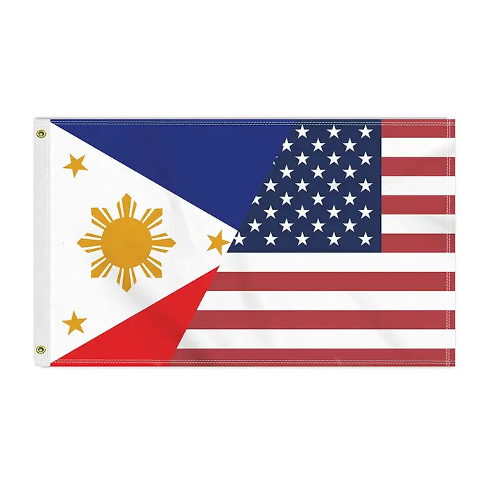 कस्टम ध्वज 3x5 फीट संयुक्त philipin ध्वज, बड़ा 100 डी अमेरिकी फिलिपिनो आउटडोर बैनर