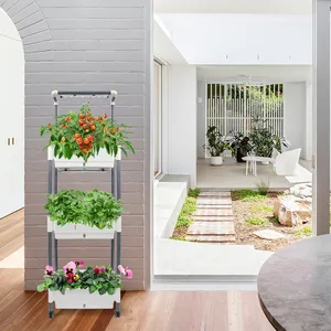 3 tingkat taman pertanian rumah diri penyiraman Pot tanaman Kit dengan LED tumbuh lampu untuk herbal sayuran microgreens bunga